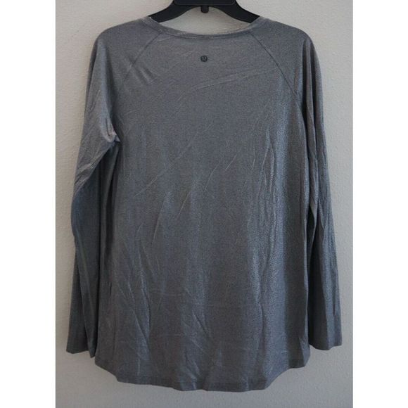 Lululemon Athletica Women's Size 6 Gray Metallic Long Sleeve Shirt - Picture 2 of 9